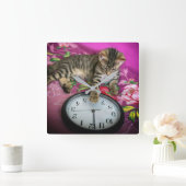 Silvester Cat 12 Mitternachtszählung Quadratische Wanduhr (Zuhause)