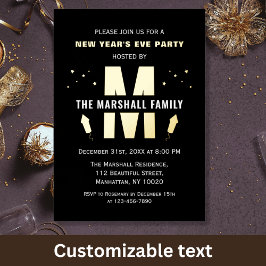 Silvester Celebration Party Family Monogram Folieneinladung