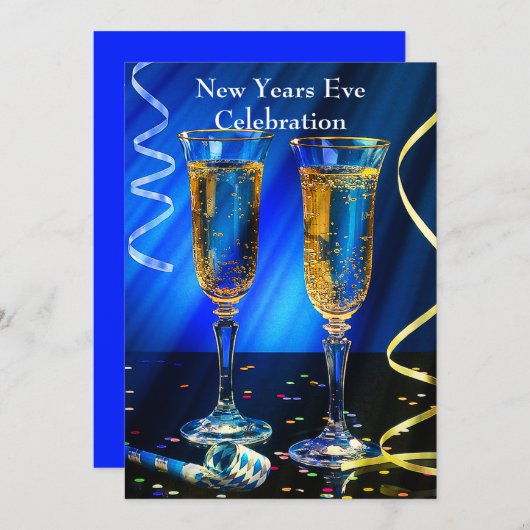 Silvester Champagne Toast Einladung (Vorne/Hinten)