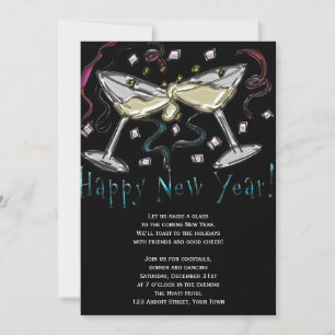 Silvester Champagne und Confetti Einladung