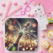 Silvester Champagner mit Popping Cork Pappteller (Party)