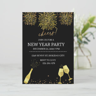 Silvester Champagner Neujahrsparty Einladung