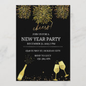 Silvester Champagner Neujahrsparty Einladung (Vorderseite)