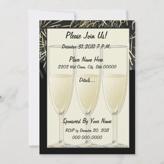 Silvester-Champagner-Party Einladung (Rückseite)