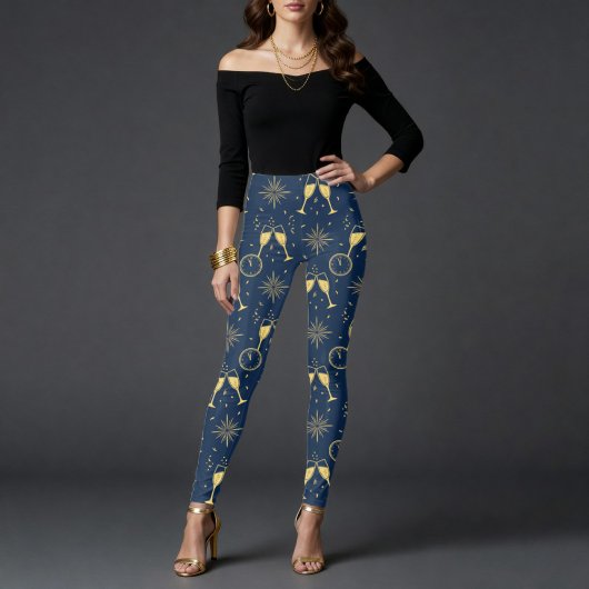 Silvester Champagner Toast Midnight Leggings