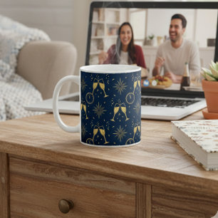 Silvester Champagner Toast Navy Blau Kaffeetasse