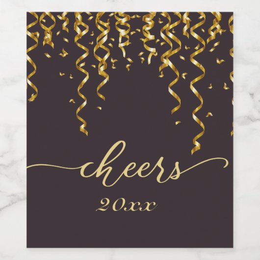 Silvester CHEERS mit Streamer Weinetikett (Einzelnes Label)