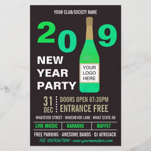 Silvester Club/Society Bash-Logo und Foto Flyer (Vorne)