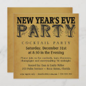 Silvester Cocktail Party Vintage Einladungen (Vorne/Hinten)