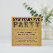 Silvester Cocktail Party Vintage Einladungen (Stehend Vorderseite)