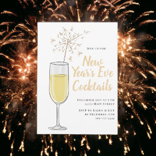 Silvester-Cocktailparty / Champagnerflöte Einladung