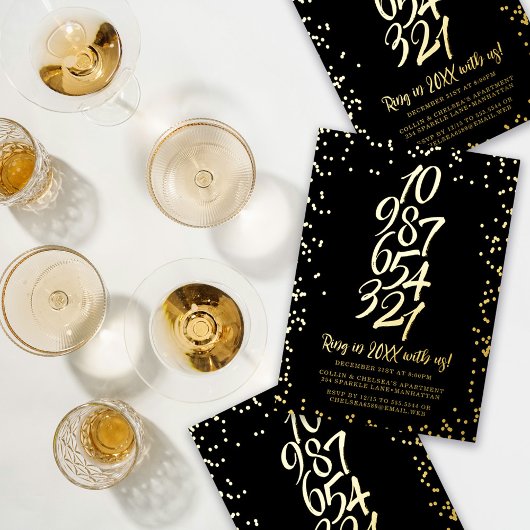 Silvester Confetti Countdown Folien Feiertagskarte