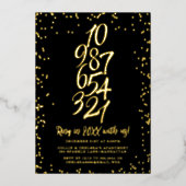 Silvester Confetti Countdown Folien Feiertagskarte (Vorderseite)