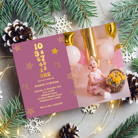 Silvester Countdown 1. Geburtstag Foto Einladung