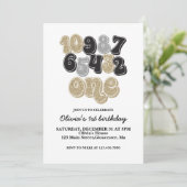 Silvester Countdown Erster Geburtstag Einladung (Stehend Vorderseite)
