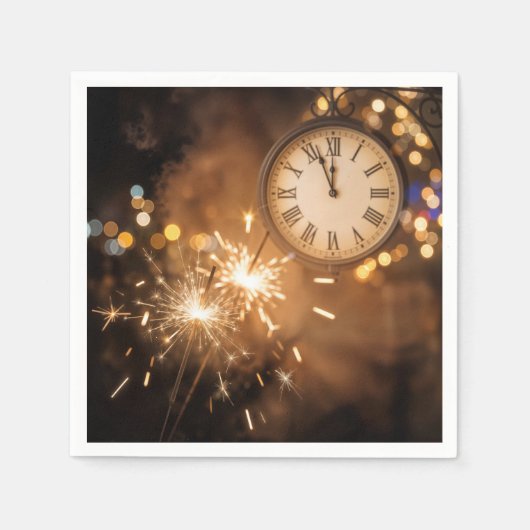 Silvester Countdown mit Wunderkerzen Serviette (Vorderseite)