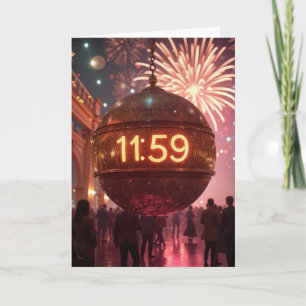Silvester Countdown-Uhr mit Feuerwerk Karte
