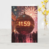 Silvester Countdown-Uhr mit Feuerwerk Karte (Gelbe Blume)