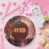 Silvester Countdown-Uhr mit Feuerwerk Pappteller (Party)