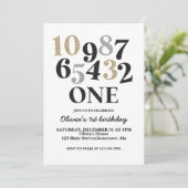 Silvester Countdown zum ersten Geburtstag Einladung (Stehend Vorderseite)