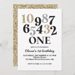 Silvester Countdown zum ersten Geburtstag Einladung