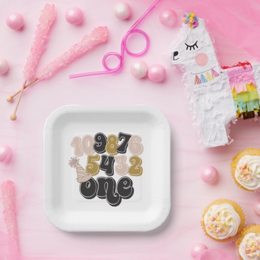 Silvester Countdown zum ersten Geburtstag Pappteller (Party)