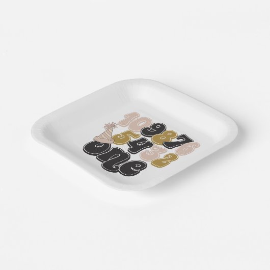 Silvester Countdown zum ersten Geburtstag Pappteller (Gewinkelt)