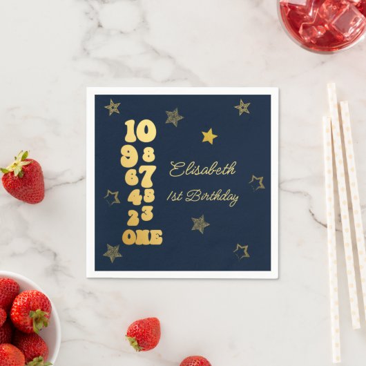 Silvester Countdown zum ersten Geburtstag Serviette (Beispiel)