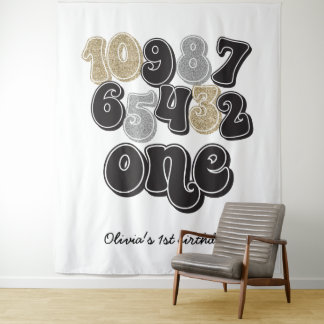 Silvester Countdown zum ersten Geburtstag Wandteppich