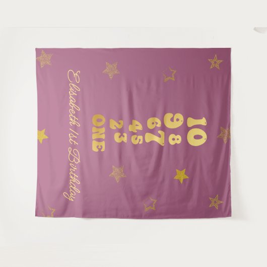 Silvester Countdown zum ersten Geburtstag Wandteppich (Vorderseite (Horizontal))