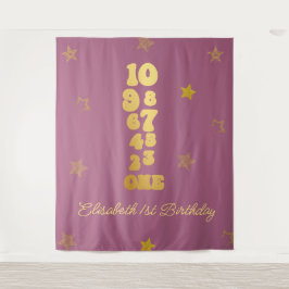 Silvester Countdown zum ersten Geburtstag Wandteppich