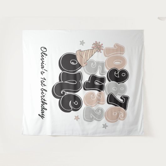 Silvester Countdown zum ersten Geburtstag Wandteppich (Vorderseite (Horizontal))