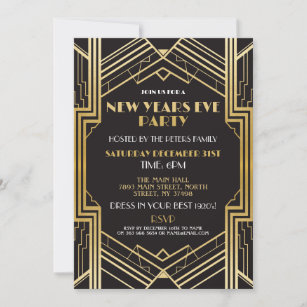 Silvester der 1920er Jahre laden Gatsby Party Gold Einladung