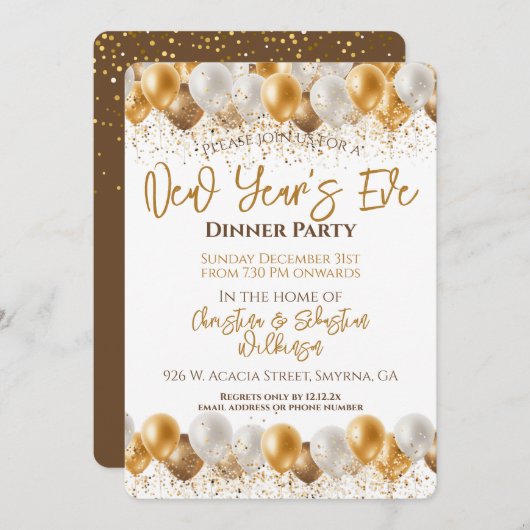 Silvester Dinner Party Einladung (Vorne/Hinten)
