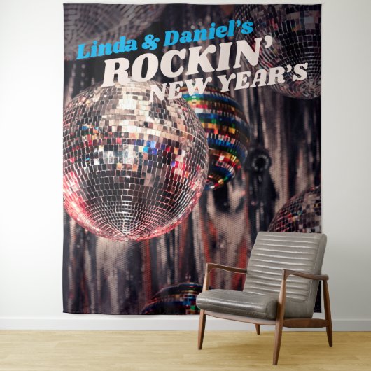 Silvester Disco Ball Retro | Hintergrund für Party Wandteppich (Beispiel)