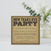 Silvester-Einladungen - Vintager Holzschnitt Einladung (Stehend Vorderseite)