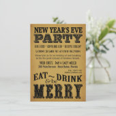 Silvester-Einladungs-Vintage Beschriftung Einladung (Stehend Vorderseite)