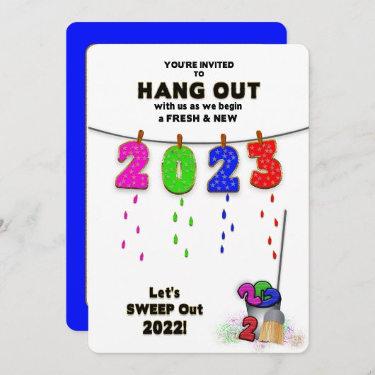 Silvester Einzigartig Frische und neue farbenfrohe Einladung (Vorne/Hinten)