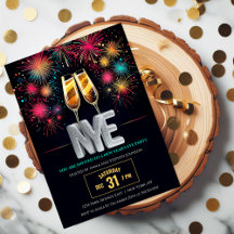 Silvester farbenfrohe Feuerwerke Champagner