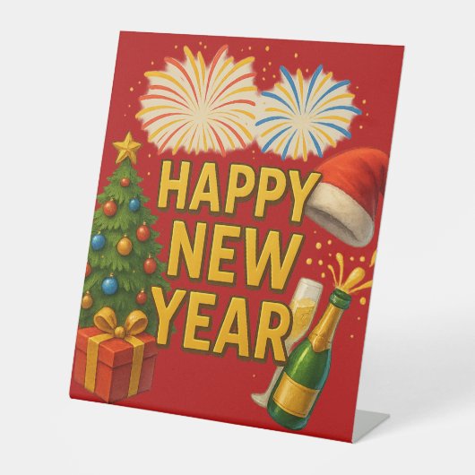 Silvester-Feier-Sticker Sockelschild (Vorderseite)