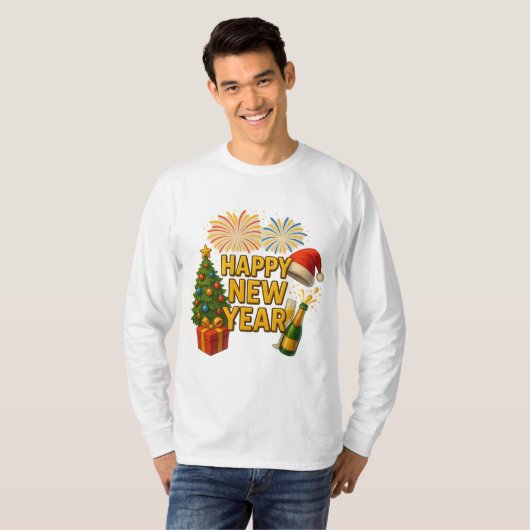 Silvester-Feier-Sticker T-Shirt (Vorne ganz)