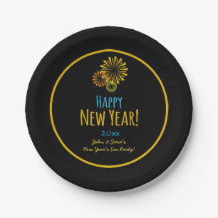 Silvester Feuerwerk Happy New Year Party Pappteller