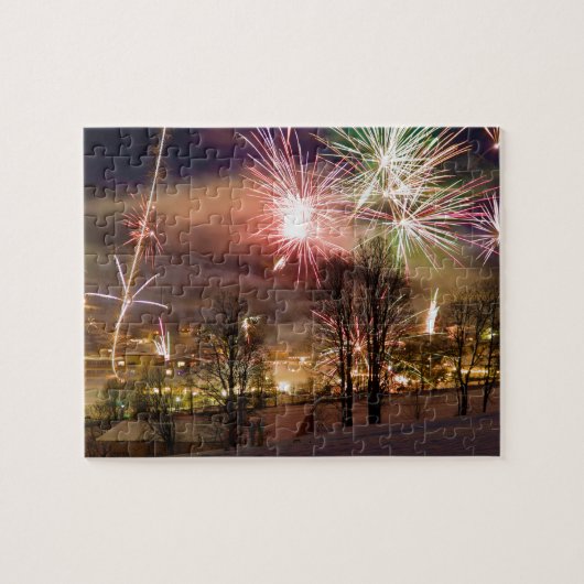 Silvester Feuerwerk in Niederau Tirol Puzzle (Horizontal)