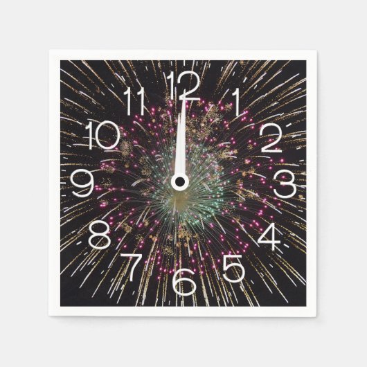 Silvester-Feuerwerk um Mitternacht Serviette (Vorderseite)