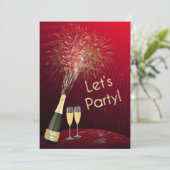 Silvester Feuerwerke Lasst uns Party Einladung 2 (Stehend Vorderseite)