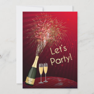 Silvester Feuerwerke Lasst uns Party Einladung 2