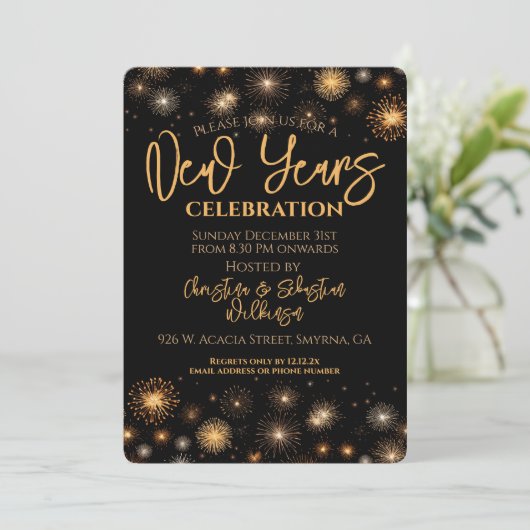 Silvester Firework Party Einladung (Stehend Vorderseite)