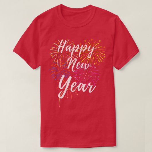 Silvester Fireworks Artistic Design Happy New T-Shirt (Design vorne)