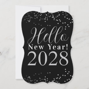 Silvester Frohes neues Jahr Schwarz Silber Glanz Feiertagskarte