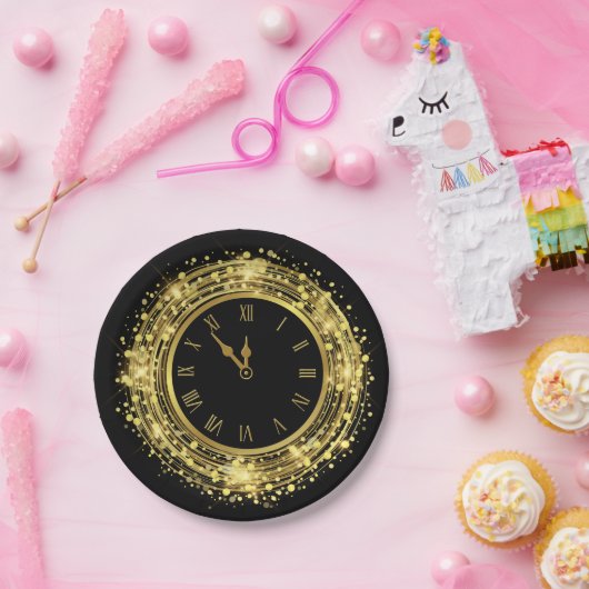 Silvester Glitzer Confetti Pappteller (Party)